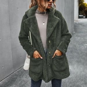 army green teddy jacket